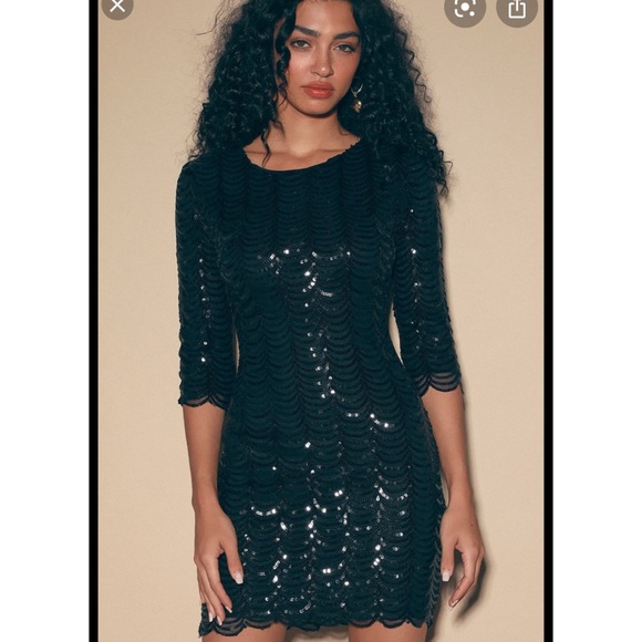 LuLu’s Star Dust Black Sequin Bodycon Dress-S - Picture 1 of 3